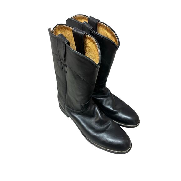 Justin Black Leather Cowboy Boots Mens Size 8 B main image 5